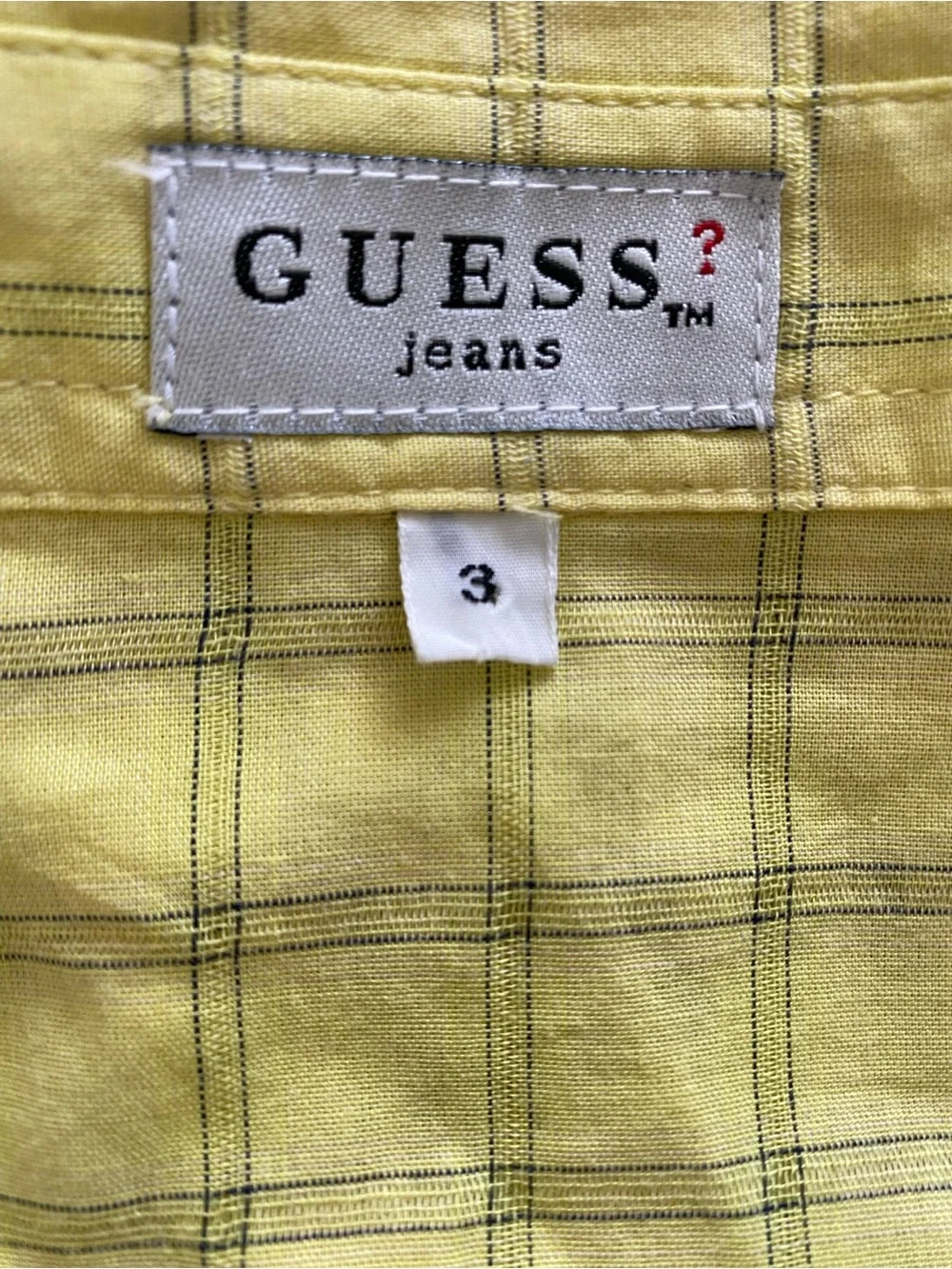 Guess Yellow Plaid Button-Down Shirt 100% cotton - Picture 5 of 8